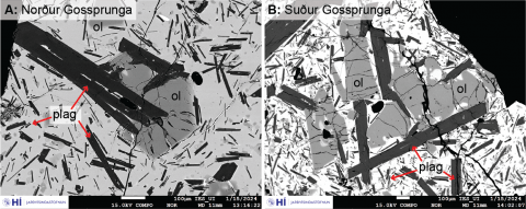 Eldgos norðan Grindavíkur - Bergfræði (þunnsneiðar)